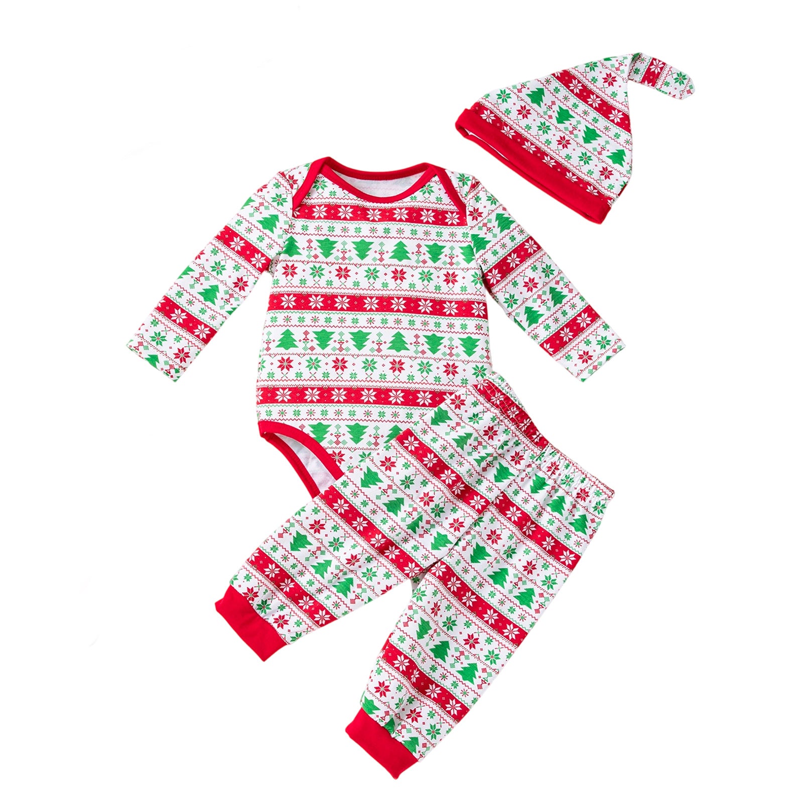 Christmas Tree Print Long-sleeve 3-piece Party Outfit